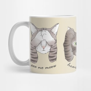 No Evil Cats - Grey Tabby Cats Mug